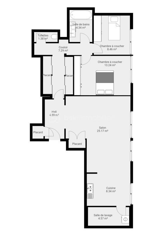 Appartement - 82 m² - 3 pièces