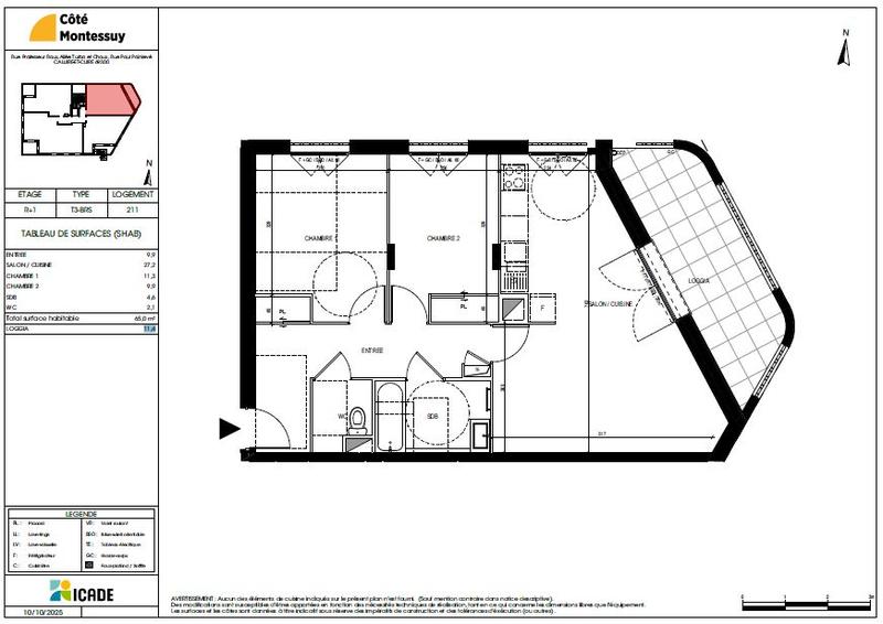 Appartement - 65 m² - 3 pièces