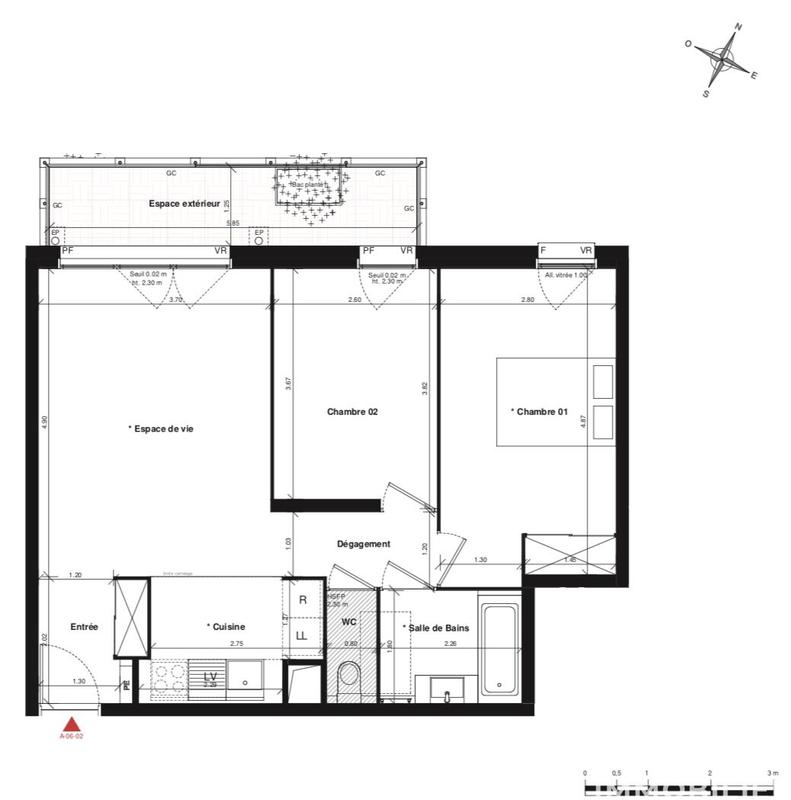 Appartement - 59 m² - 3 pièces