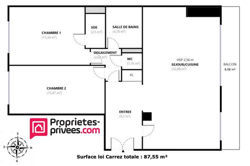 Appartement - 87 m² - 3 pièces