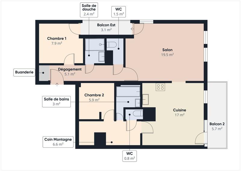 Appartement - 71 m² - 4 pièces