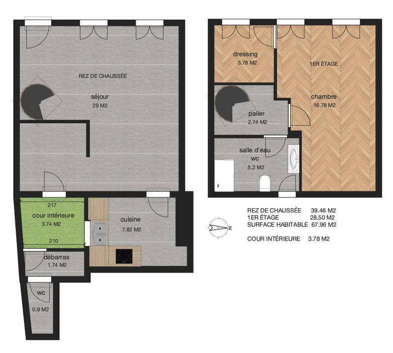 Maison traditionnelle - 68 m² - 3 pièces