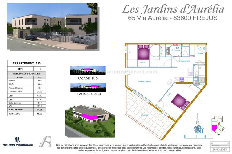 Appartement - 64 m² - 3 pièces