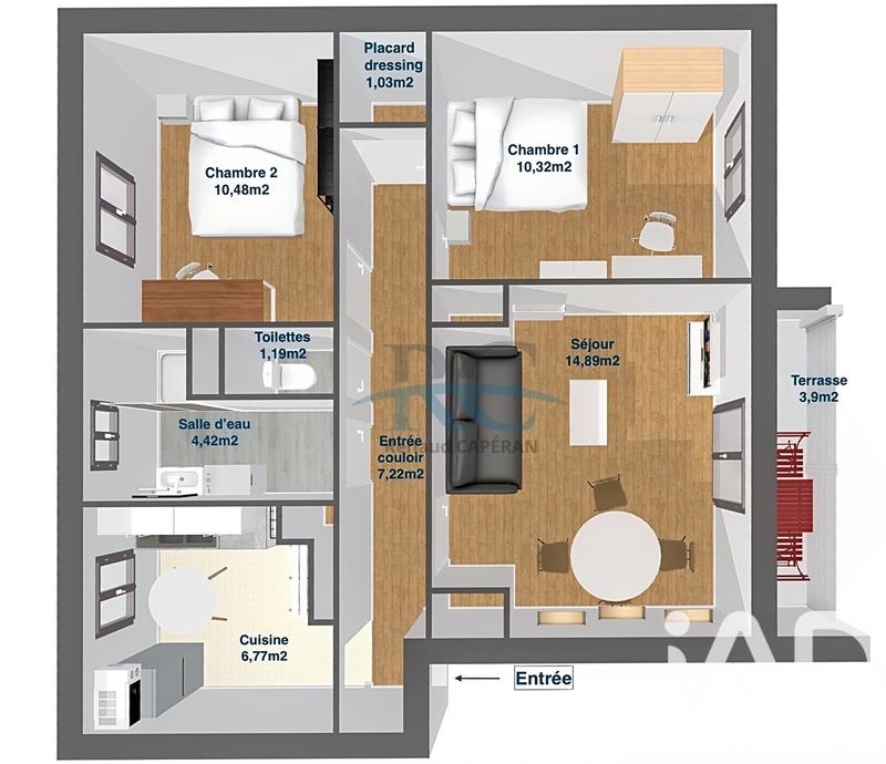 Appartement - 60 m² - 3 pièces