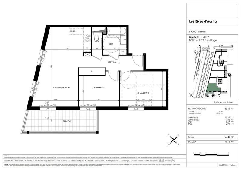Appartement - 62 m² - 3 pièces