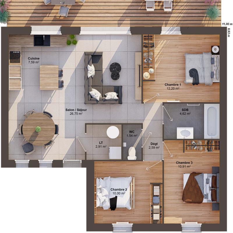 Maison - 79 m² - 5 pièces