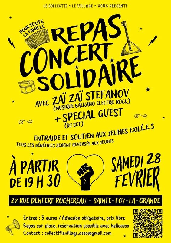 Repas concert solidaire par le Collectif le Village