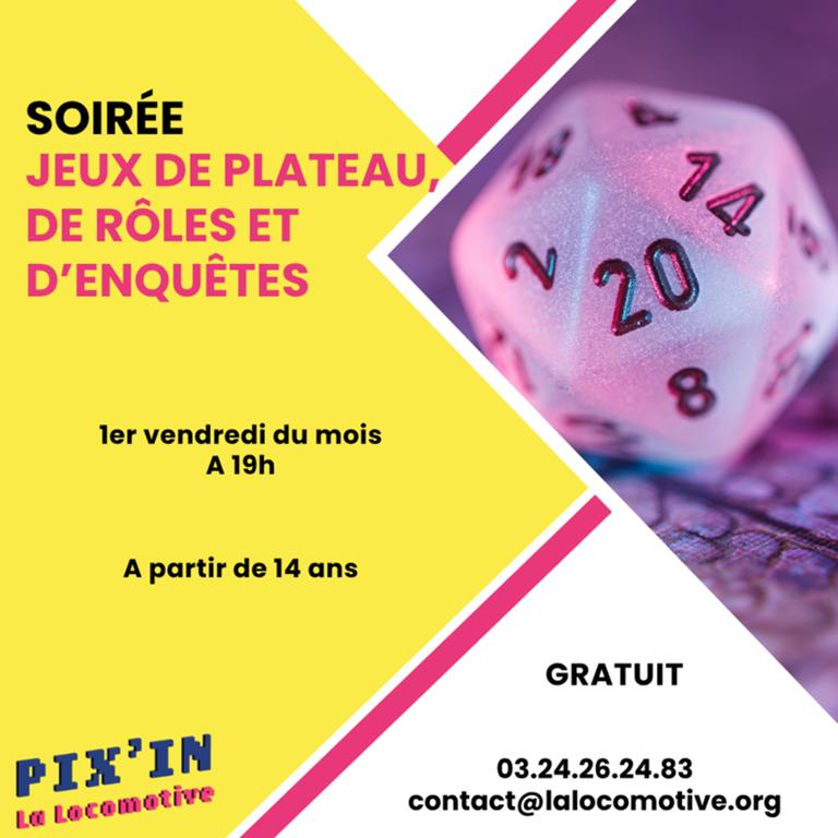 Soirée jeux de plateau, de rôles et d'enquêtes