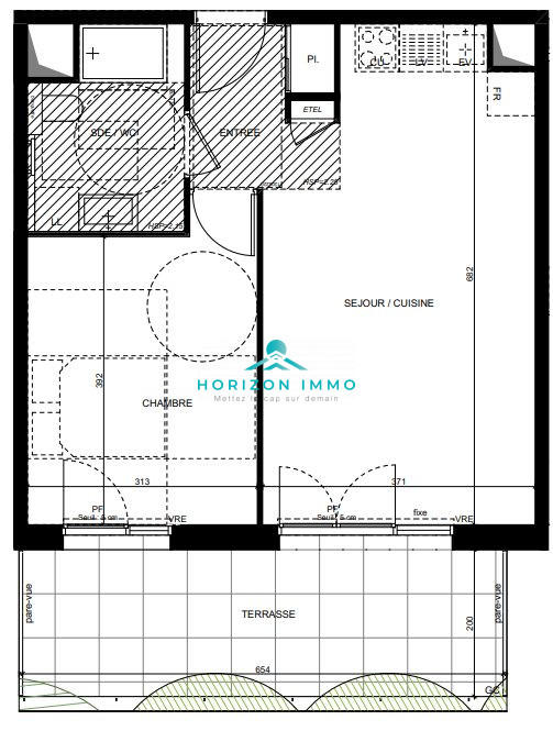 Appartement - 45 m² - 2 pièces