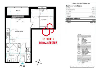 Appartement - 42 m² - 2 pièces