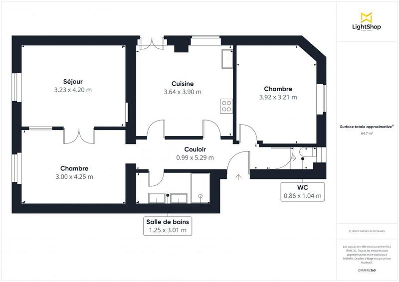 Appartement - 65 m² - 3 pièces