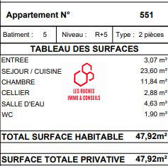 Appartement - 48 m² - 2 pièces