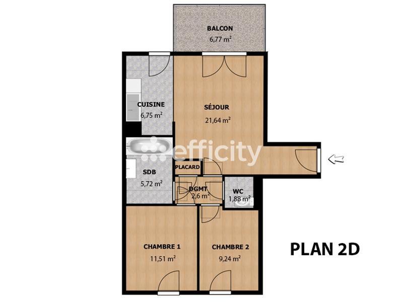 Appartement - 60 m² - 3 pièces