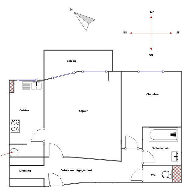 Appartement - 57 m² - 2 pièces