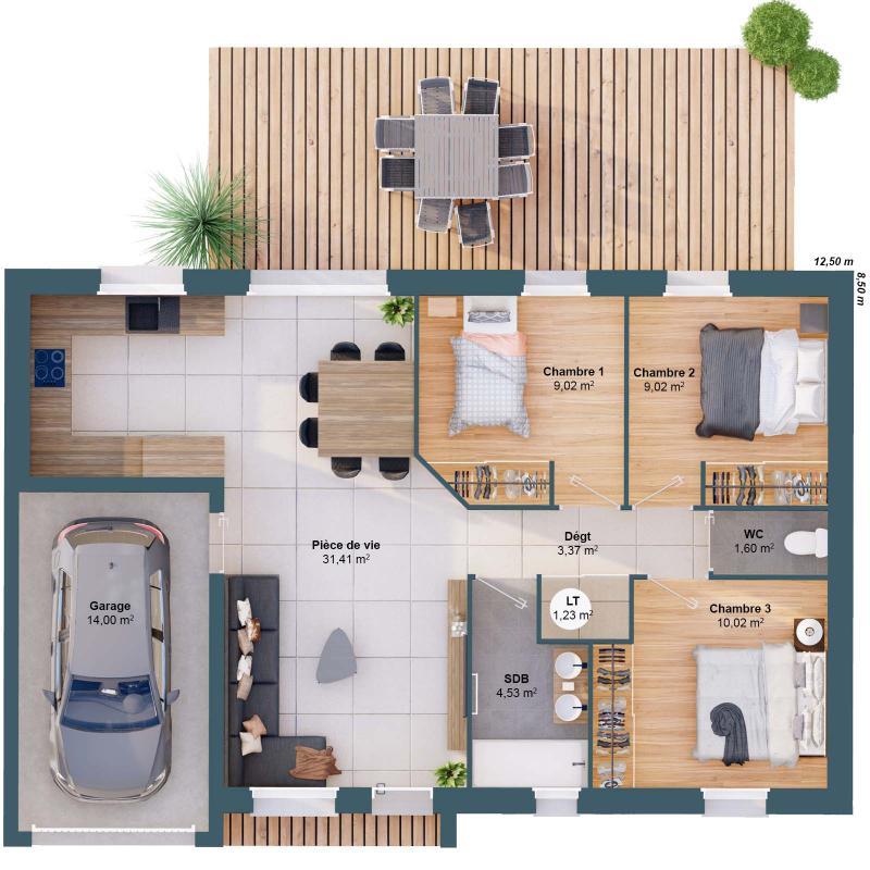 Maison - 70 m² - 5 pièces