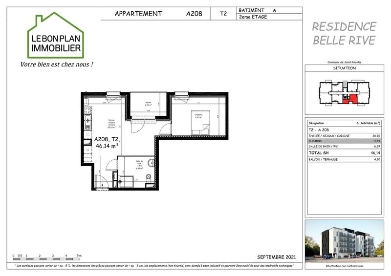 Appartement - 46 m² - 2 pièces