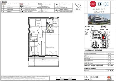 Appartement - 65 m² - 3 pièces