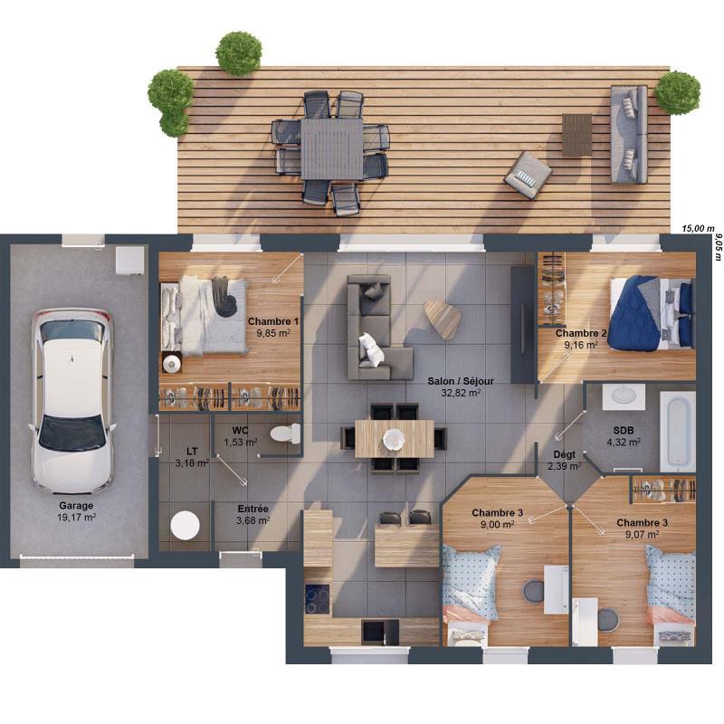 Maison - 85 m² - 6 pièces