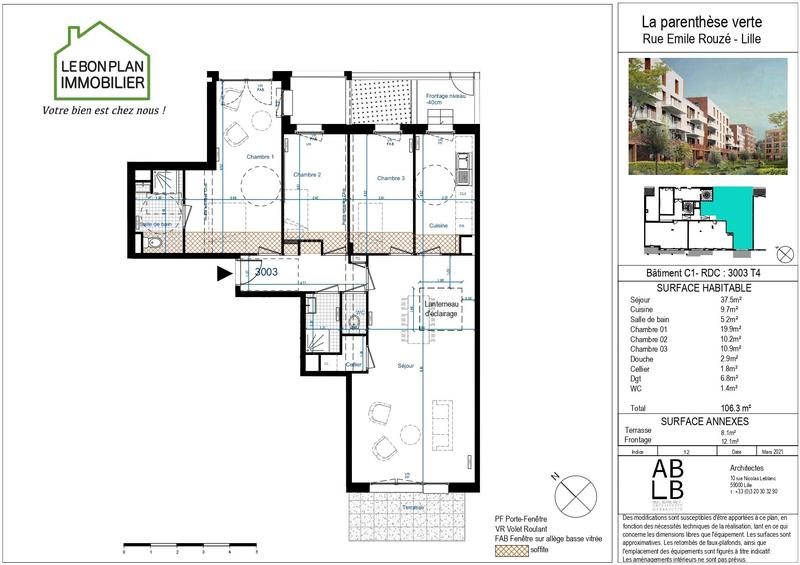 Appartement - 106 m² - 4 pièces