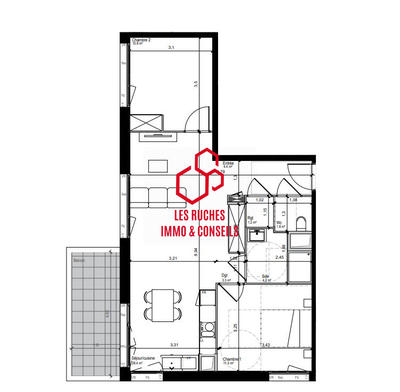 Appartement - 66 m² - 3 pièces