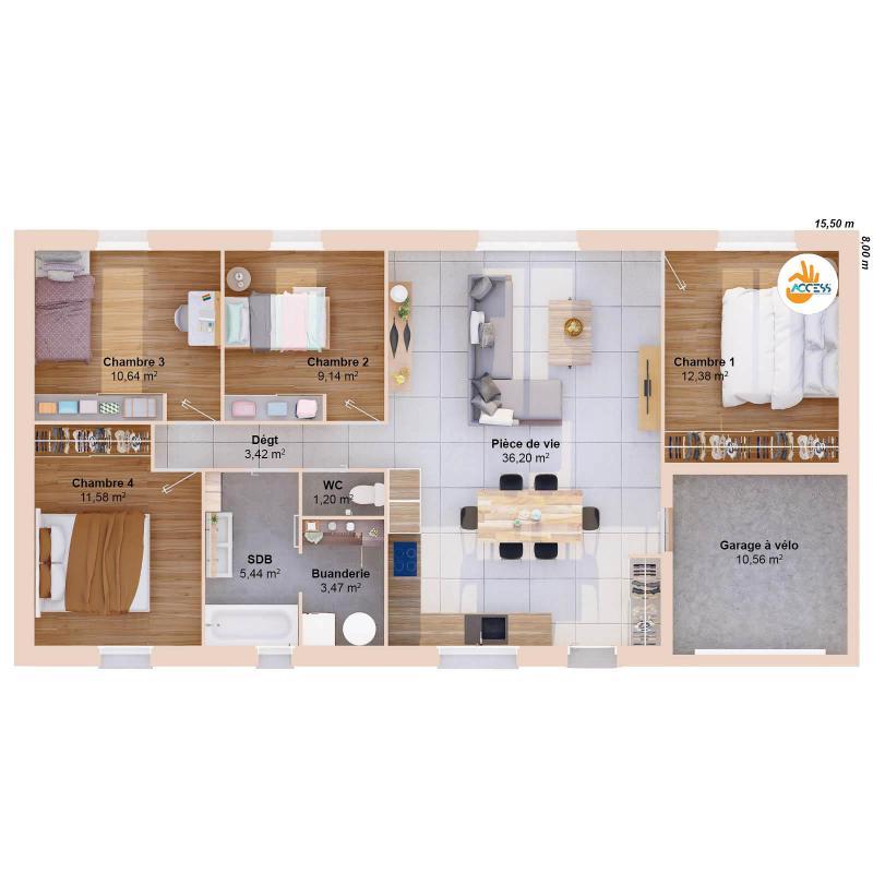 Maison - 93 m² - 6 pièces