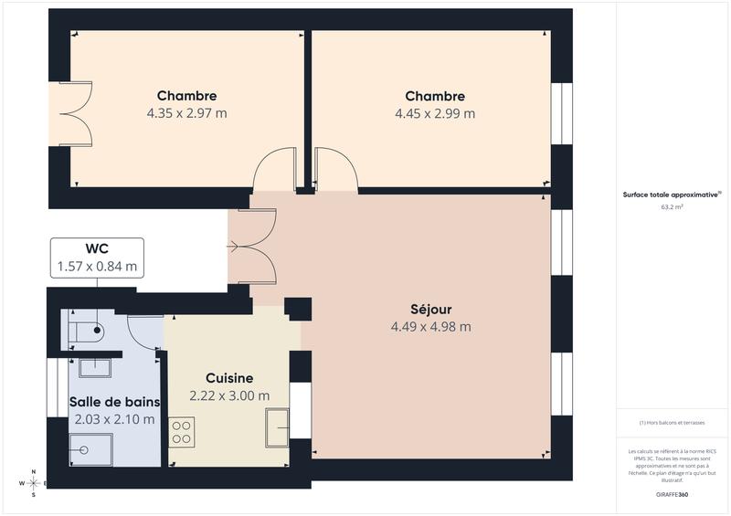 Appartement - 64 m² - 3 pièces