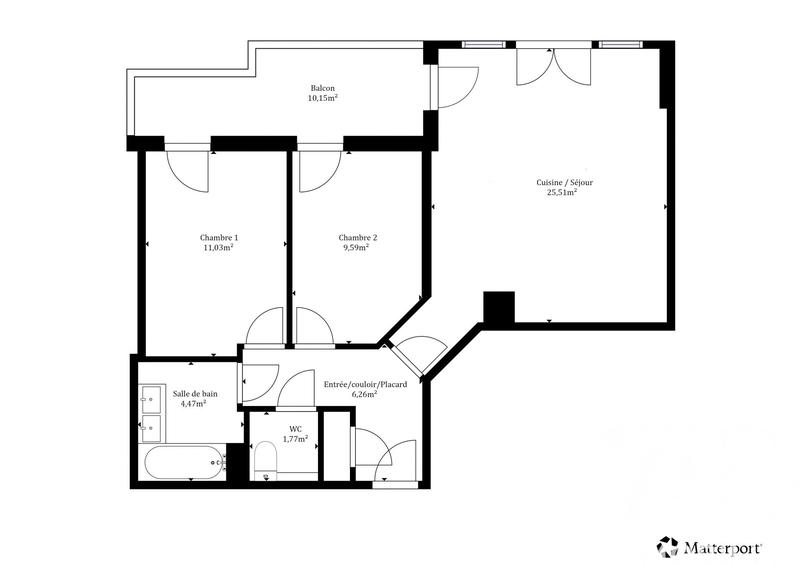 Appartement - 60 m² - 3 pièces