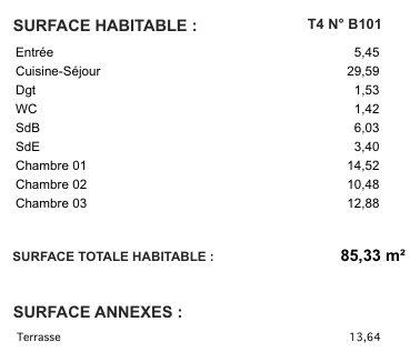 Appartement - 85 m² - 4 pièces