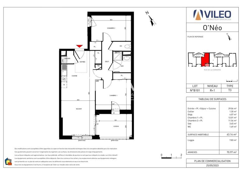 Appartement - 63 m² - 3 pièces