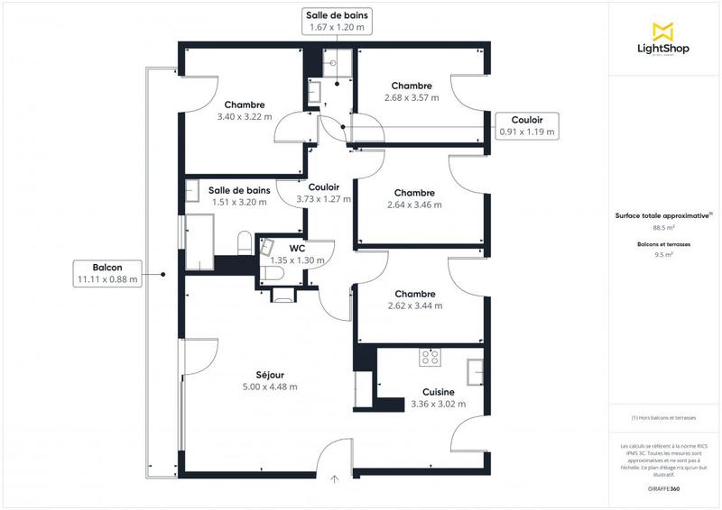 Appartement - 89 m² - 5 pièces
