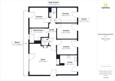 Appartement - 89 m² - 5 pièces