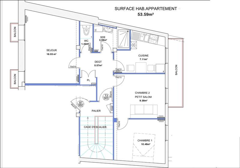Appartement - 54 m² - 3 pièces
