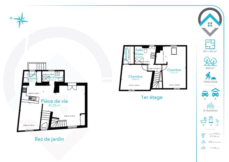 Maison - 93 m² - 4 pièces