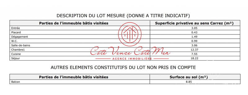 Appartement - 47 m² - 2 pièces