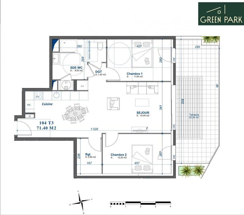 Appartement - 71 m² - 3 pièces