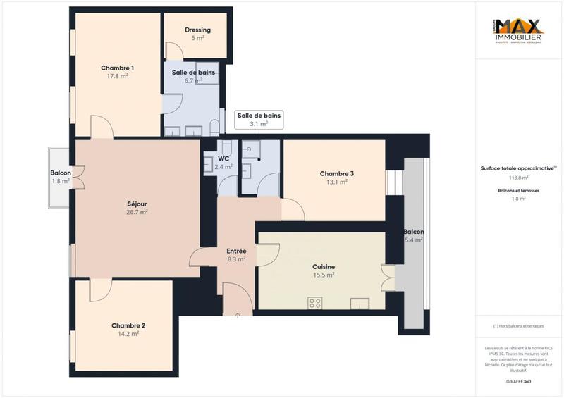 Appartement - 116 m² - 4 pièces