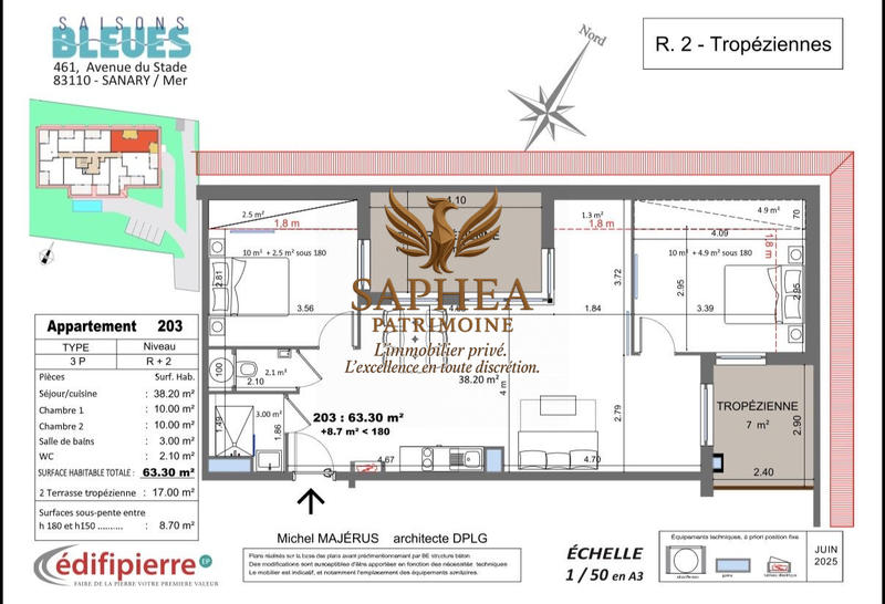 Appartement - 64 m² - 3 pièces