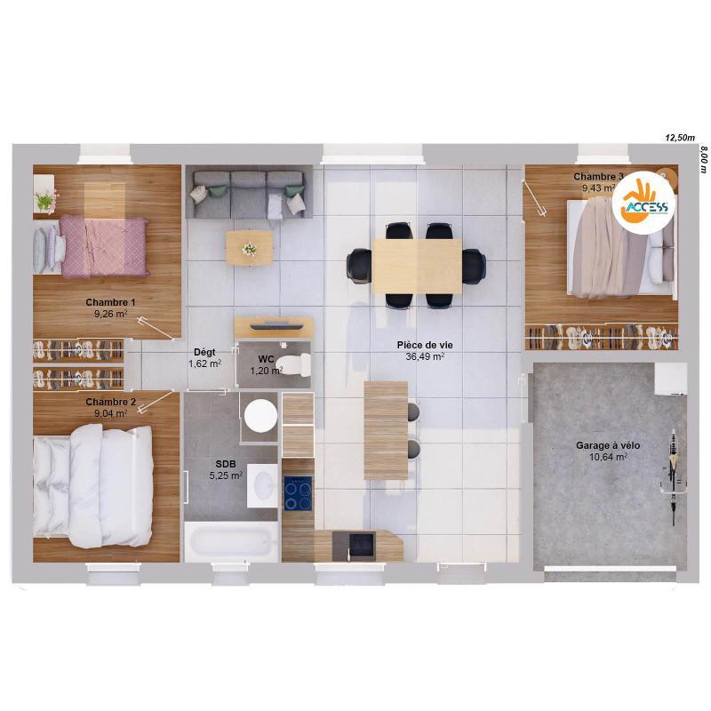 Maison - 72 m² - 5 pièces