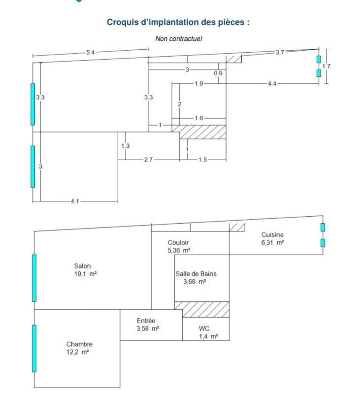 Appartement - 51 m² - 2 pièces