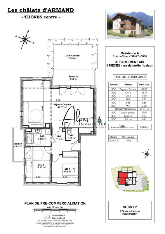 Appartement - 80 m² - 3 pièces