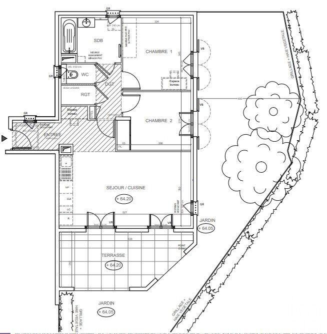 Appartement - 62 m² - 3 pièces