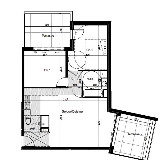 Appartement - 61 m² - 3 pièces