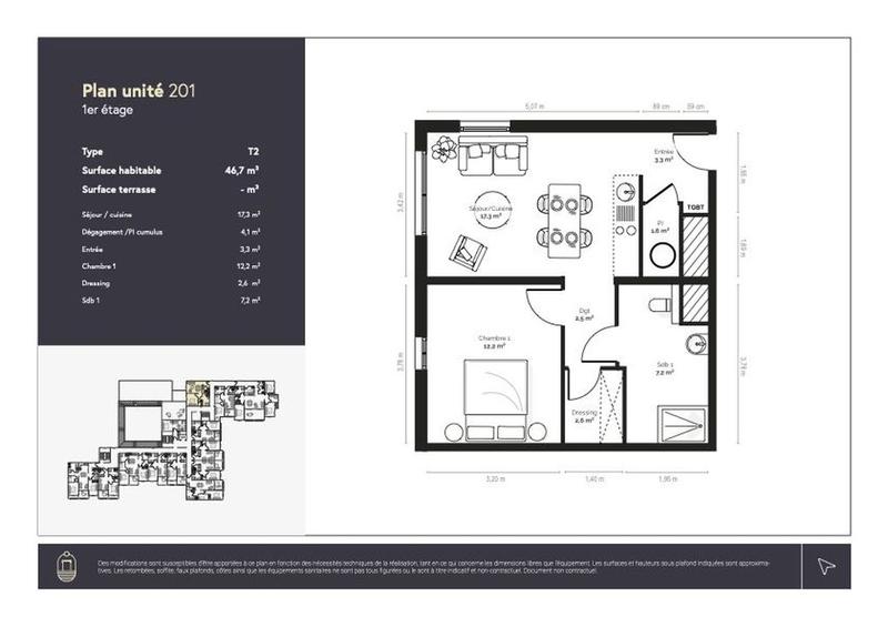 Appartement - 46 m² - 2 pièces