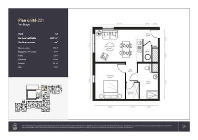 Appartement - 46 m² - 2 pièces