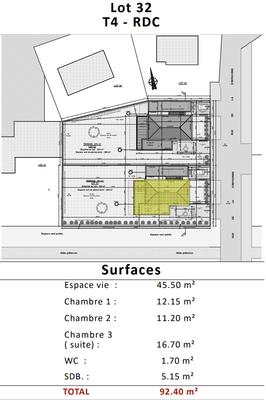 Appartement - 92 m² - 4 pièces