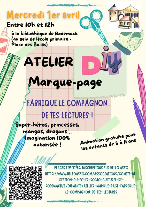 Atelier création de marque-page