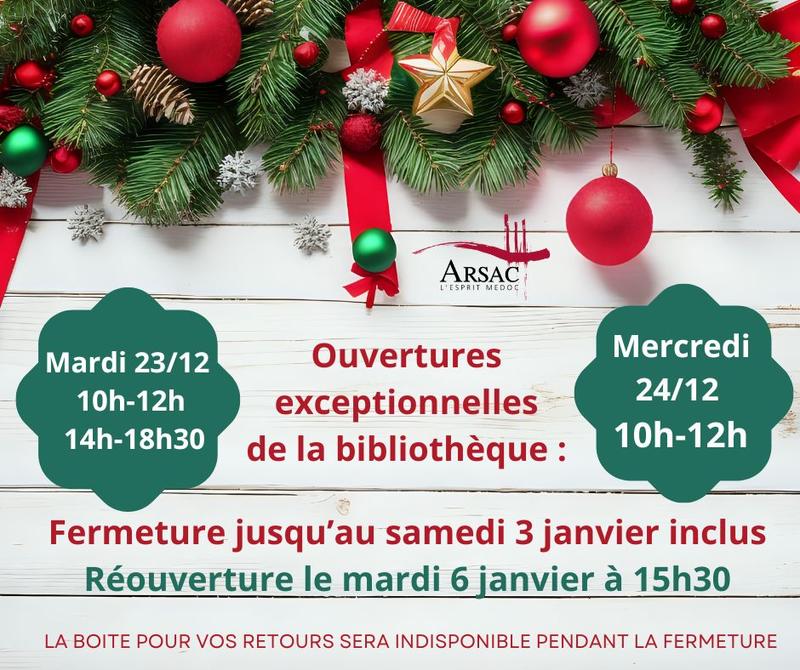 Ouvertures exceptionnelles de la bibliothèque d'Arsac