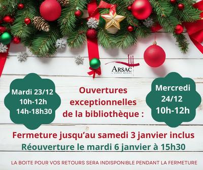 Ouvertures exceptionnelles de la bibliothèque d'Arsac