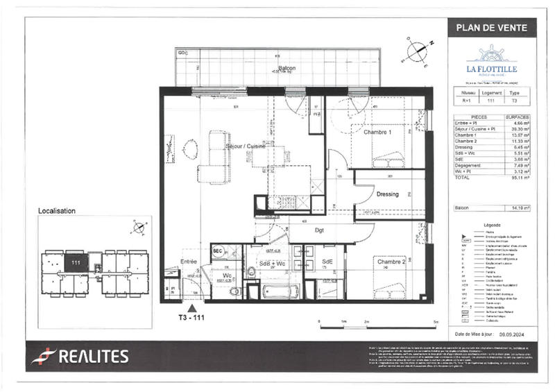 Appartement - 56 m² - 2 pièces