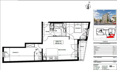 Appartement - 68 m² - 3 pièces